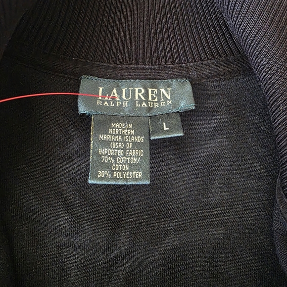 Vtg Lauren Ralph Lauren Black Crushed Velour Track Jacket - Two-Way Zip - Size L - Picture 9 of 12